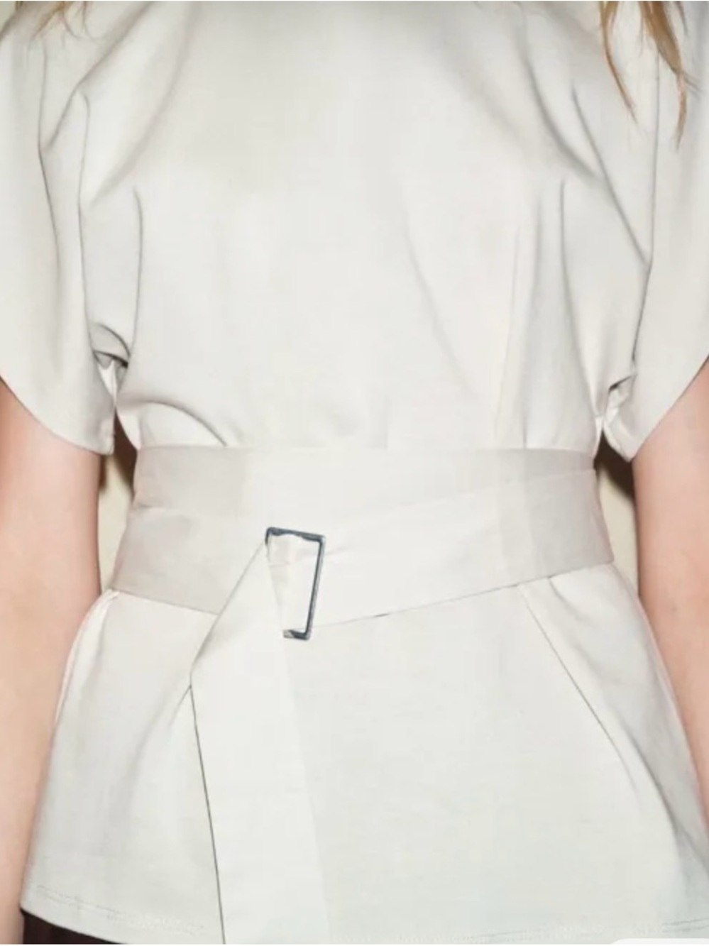 New Zara  Cream Belted Peplum Top - Picture 3 of 11